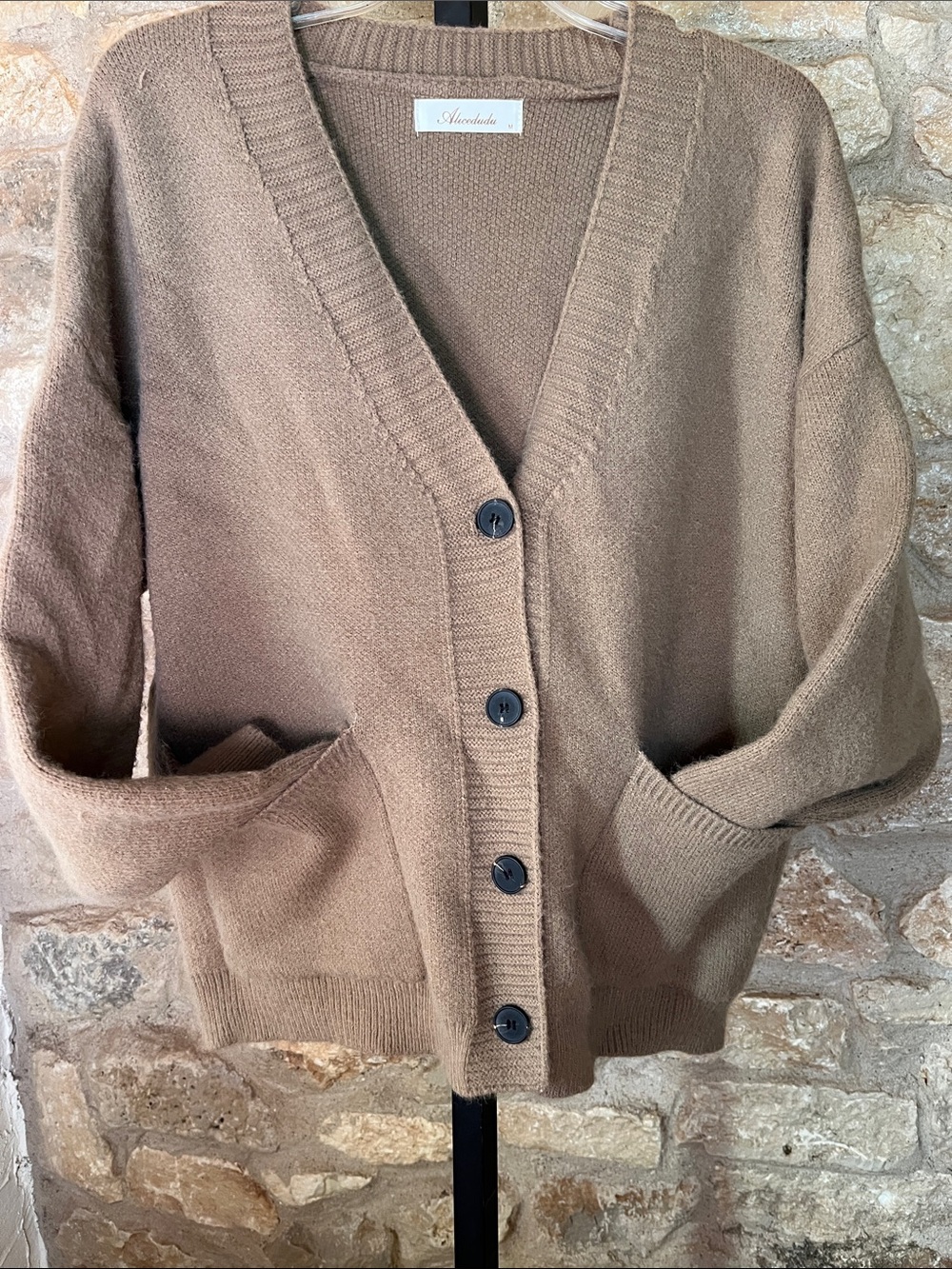 Akris Punto Taupe Button-Front V-Neck Cardiganu